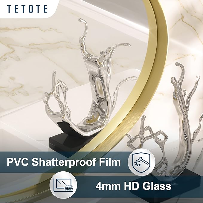 TETOTE Gold Oval Bathroom Mirror, 24 x 36 Brushed Brass Framed Wall Mounted - Image 5