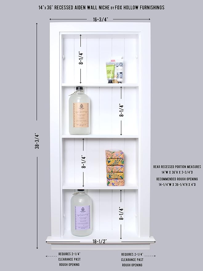 14x36 Aiden Recessed Wall Niche Medicine Cabinet Replacement, in The Wall - Image 2