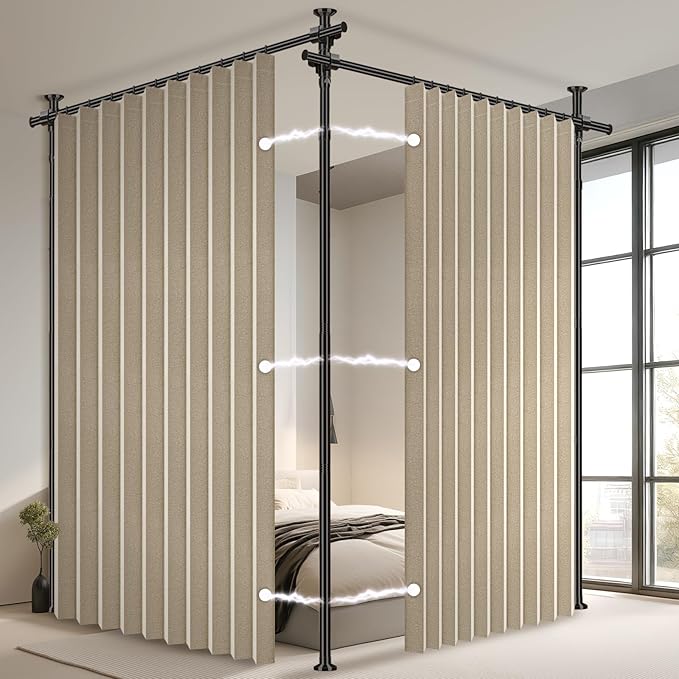 100% Blackout Room Divider Curtains Sets Beige W100 x L84 in, 2 Panels Curtain by AJAZZ
