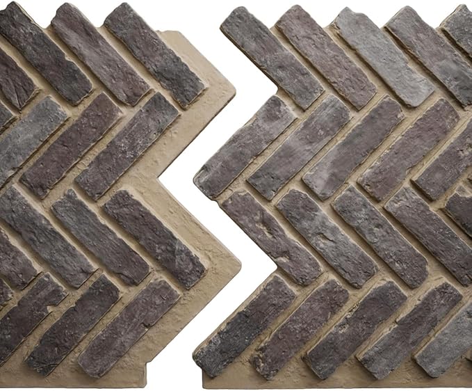 EverStone Herringbone Faux Brick Panel, 46 1/2"W x 25 1/4"H x 1"D, Limewashed - Image 8