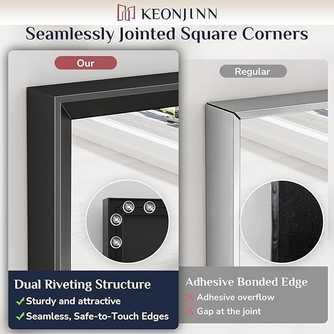 Keonjinn 42 x 36 Inch Black Bathroom Mirrors - Image 4