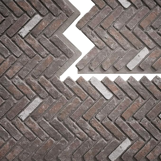 EverStone Herringbone Faux Brick Panel, 46 1/2"W x 25 1/4"H x 1"D, French - Image 9