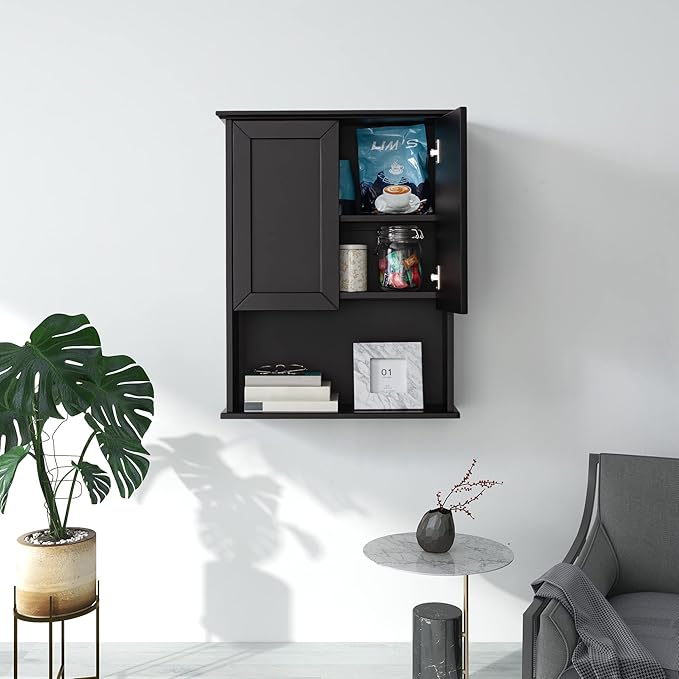 VANIRROR Black Bathroom Wall Cabinet 23x29 inch Wooden Bathroom Medicine Cabinet - Image 8