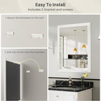 36x30 Inch White Bathroom Mirror - Image 7