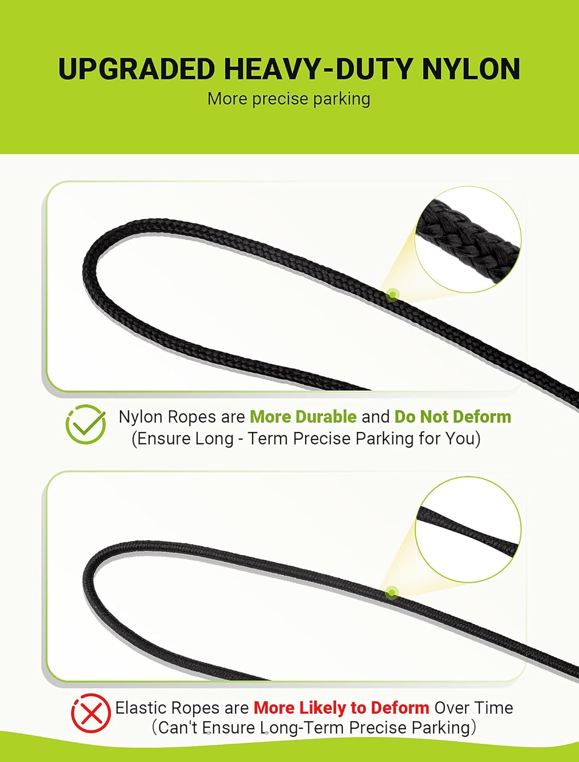 2-Packs Tennis Ball Garage Parking Aid with Non-Elastic String, Precise Garage Car Stop Indicator w/Adjustment Buckle, Easy Installation, Parking Stopper Assist for Garage Accessories