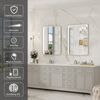 LED Bathroom Mirror with Lights, 24x32 Inch Brushed Silver Framed Lighted - Image 2
