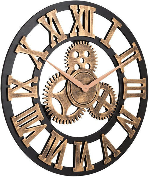 33" Roman Bronze Noiseless Silent Gear Wall Clock - Image 2
