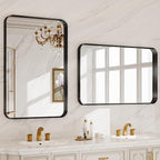 32x40 Inch Metal Black Framed Bathroom Mirror - Image 8
