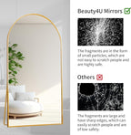 Beauty4U Arched Full Length Mirror 76" x 34", Floor Standing & Wall Mounted HD - Image 4