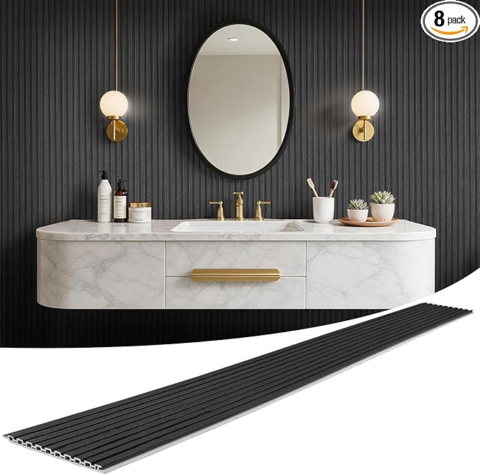 WPC Slat Wall Panels 8 Pack 96" x 8.2", Waterproof Fluted Wall Paneling by LARWORKS