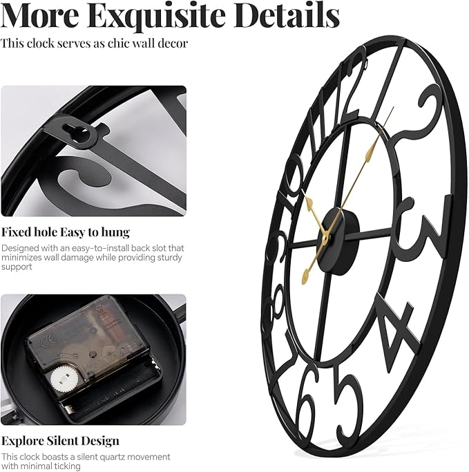 Cuspin 36 Inch Wall Clock, Large Wall Clock Decorative - Image 5