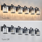 Black Crystal Bathroom Vanity Lights Fixtures 6 Light Over Mirror Modern Matte - Image 4
