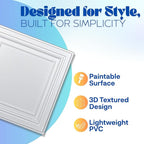 Art3d 48-Pack PVC Drop Ceiling Tiles, 2ft x 2ft, Crisp White Finish - Image 3