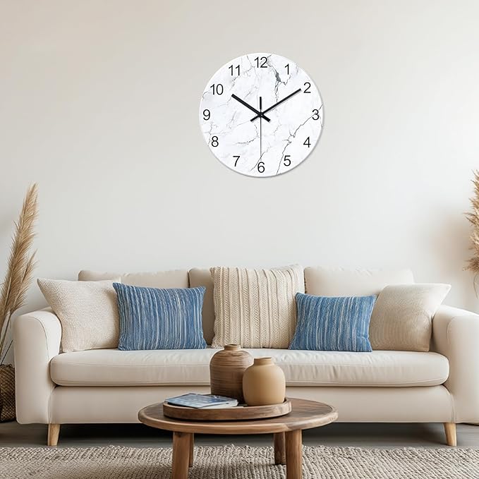 Extra Large Marble Decorative Wall Clocks Battery Operated 24 Inch Modern - Image 5
