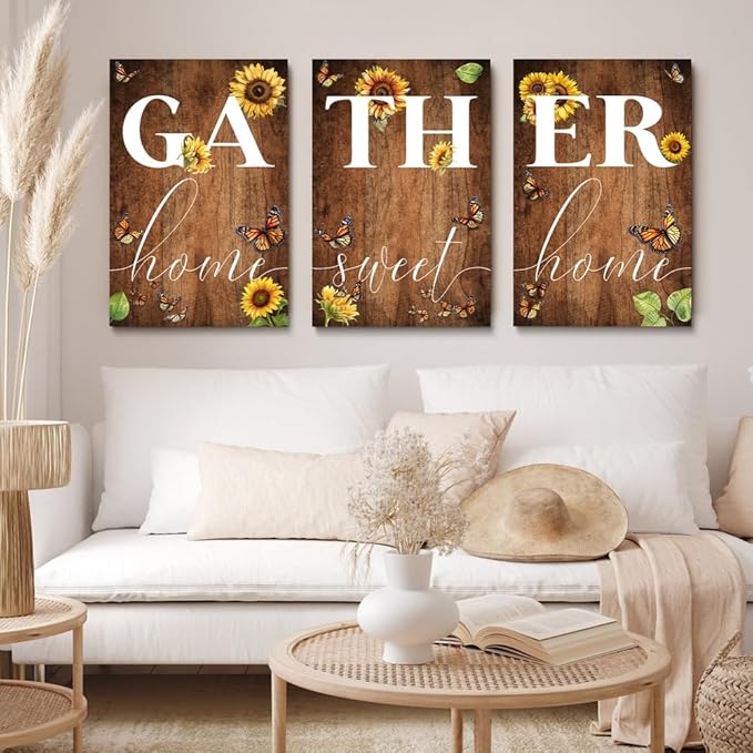 GUBIYU Rustic Farmhouse Dining Room Decor Cute Gather Signs - Image 2
