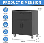 Metal Storage Cabinet with Wheels, Lockable Garage Storage Cabinet with 2 Doors - Image 3