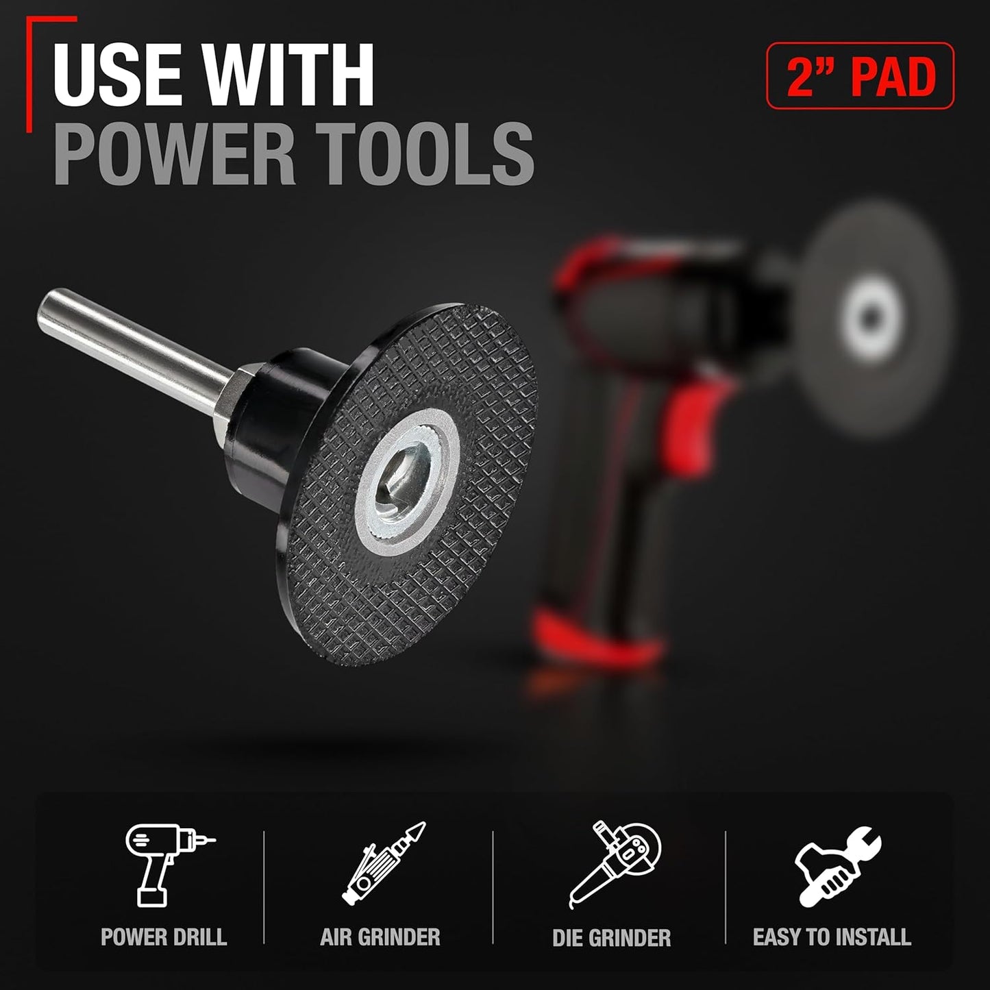 2-inch Conditioning Disc Pad Holder Assembly, Pack of 2-1/4'' Shank - Compatible with 3M ROLOC Scotch-Brite Brand Discs - Speed-Lok TR Quick-Change Attachment