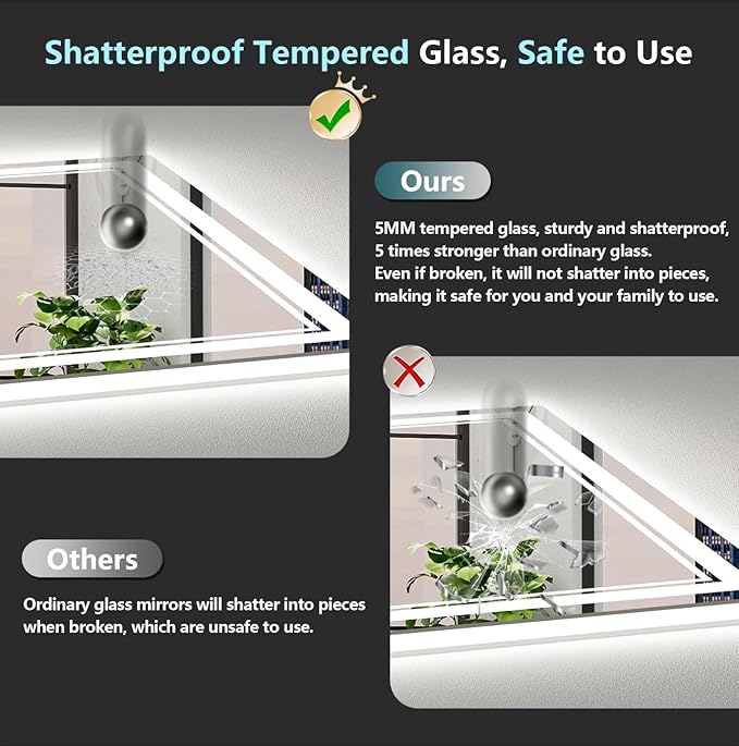 77x36 LED Bathroom Mirror with Lights, Backlit and Front Lit Anti-Fog Lighted - Image 7