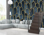 XMPMBM-Gold Geometrical Textured Fabric Wallpaper Abstraction Dark line Living - Image 3