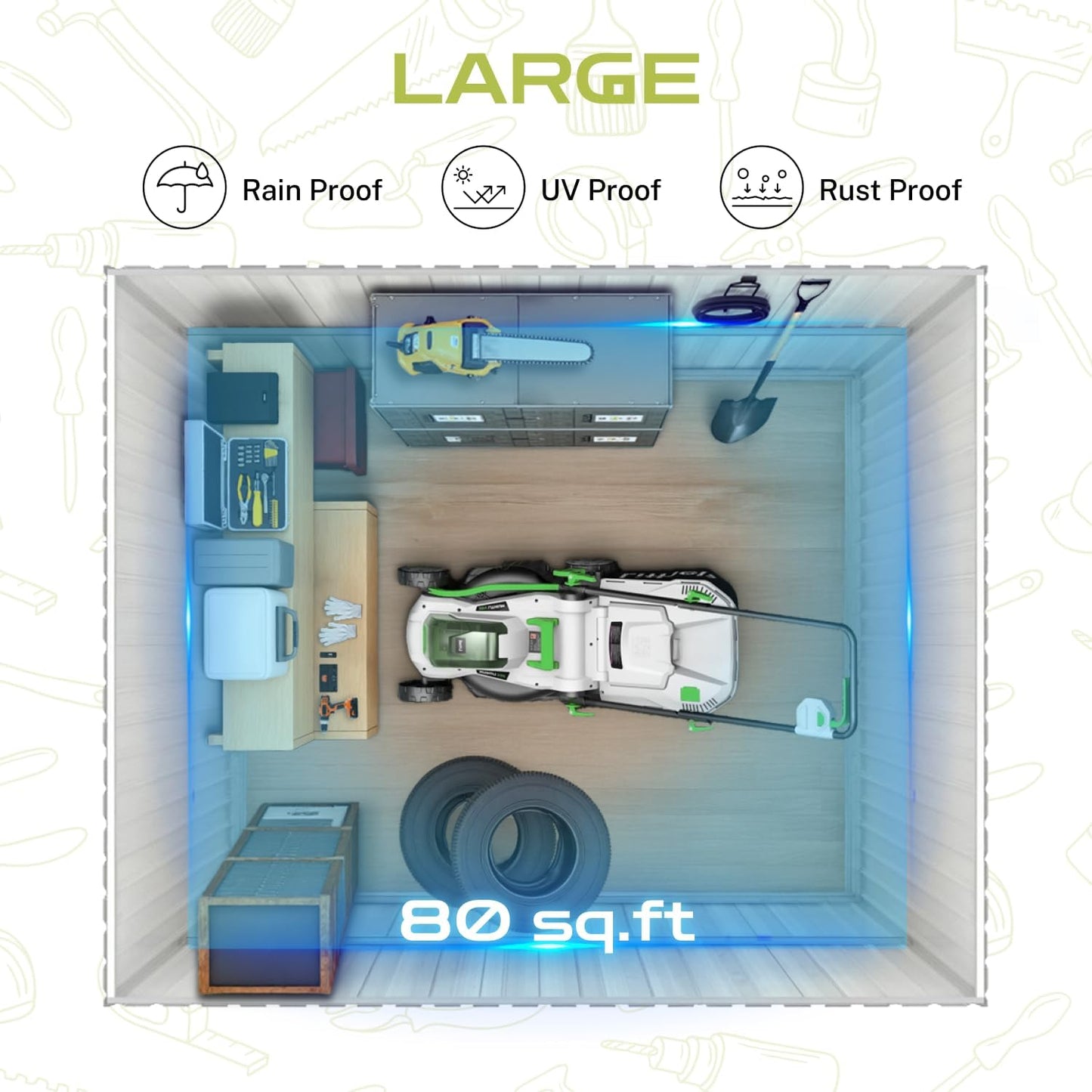 10' x 8' XL Outdoor Storage Shed, Sturdy Metal Building w/Lockable Doors for Garden, Backyard, Poolside and Lawn, Brown+White