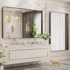 LOAAO 55X36 Inch Black Metal Framed Bathroom Mirror - Image 4