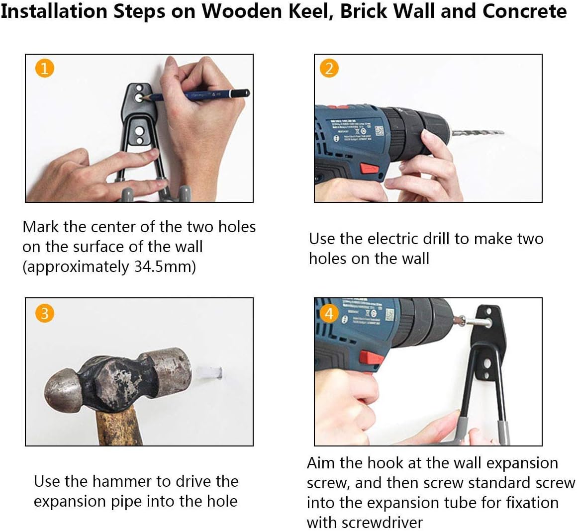 2 Pack Garage Storage Utility Hooks，Garage Garden Tool Organizer，Steel Wall Mount Hooks, Garden Small U Hooks (Black) (Gray)