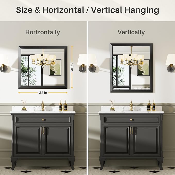 Briivue 28x32 Inch Black Bathroom Mirror - Image 5