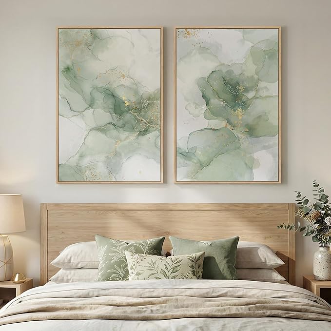 Framed Sage Green Abstract Wall Art - Image 8