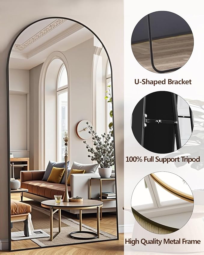 DMWOODFL 71"x26" Arched Full-Length Mirror - Image 3