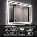 LED Mirror, 55x36 Inch Gradient Front and Backlit Lighted Bathroom Mirror - Image 2