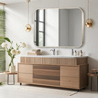 48x30 Inch Brushed Nickel Bathroom Mirror, Framed Rectangle Mirror - Image 2