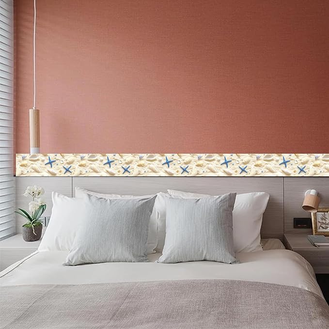 HOMETITUTE Wallpaper Border Peel and Stick Wall Border Sandy Seashell - Image 4