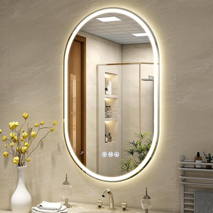 BEAUTYPEAK 48x28 LED Oval Bathroom Mirror - Image 8