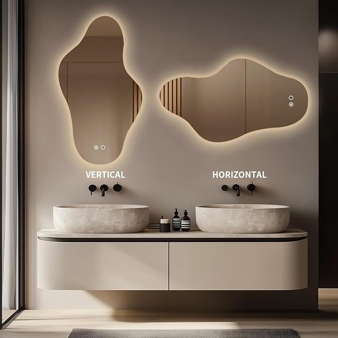 55″x31.5″ Modern Irregular LED Bathroom Mirror - Image 5