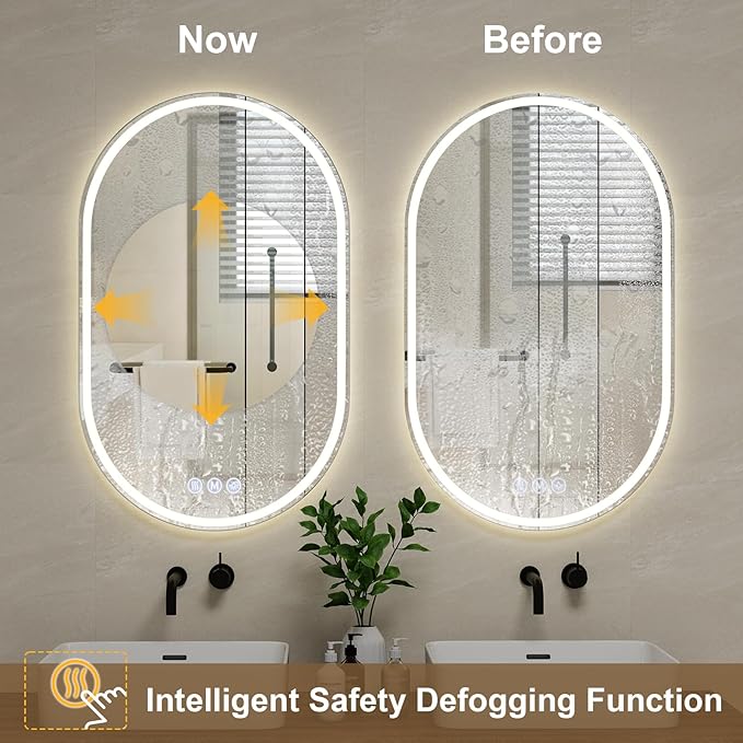 BEAUTYPEAK 48x28 LED Oval Bathroom Mirror - Image 2