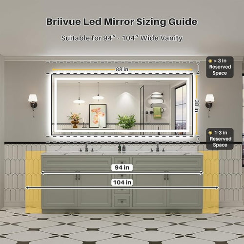 88x38 Inch LED Bathroom Mirror - Image 2