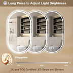 BEAUTYPEAK 40x24 LED Oval Bathroom Mirror - Image 3