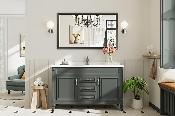 Briivue 50x30 Inch Black Bathroom Mirror - Image 9