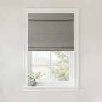 TWOPAGES Natural Woven No Drill Roman Shades, Custom Cordless Blackout Bamboo by TWOPAGES