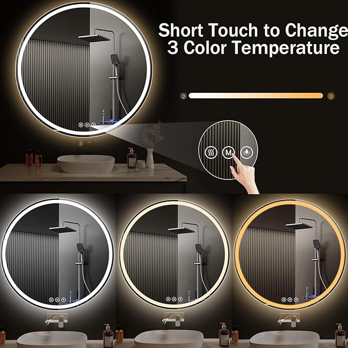 LED Bathroom Mirror 48 Inch Round Bathroom Mirror - Image 3