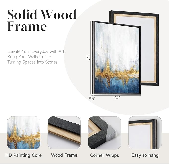 Framed Blue and White Abstract Wall Art - Image 5