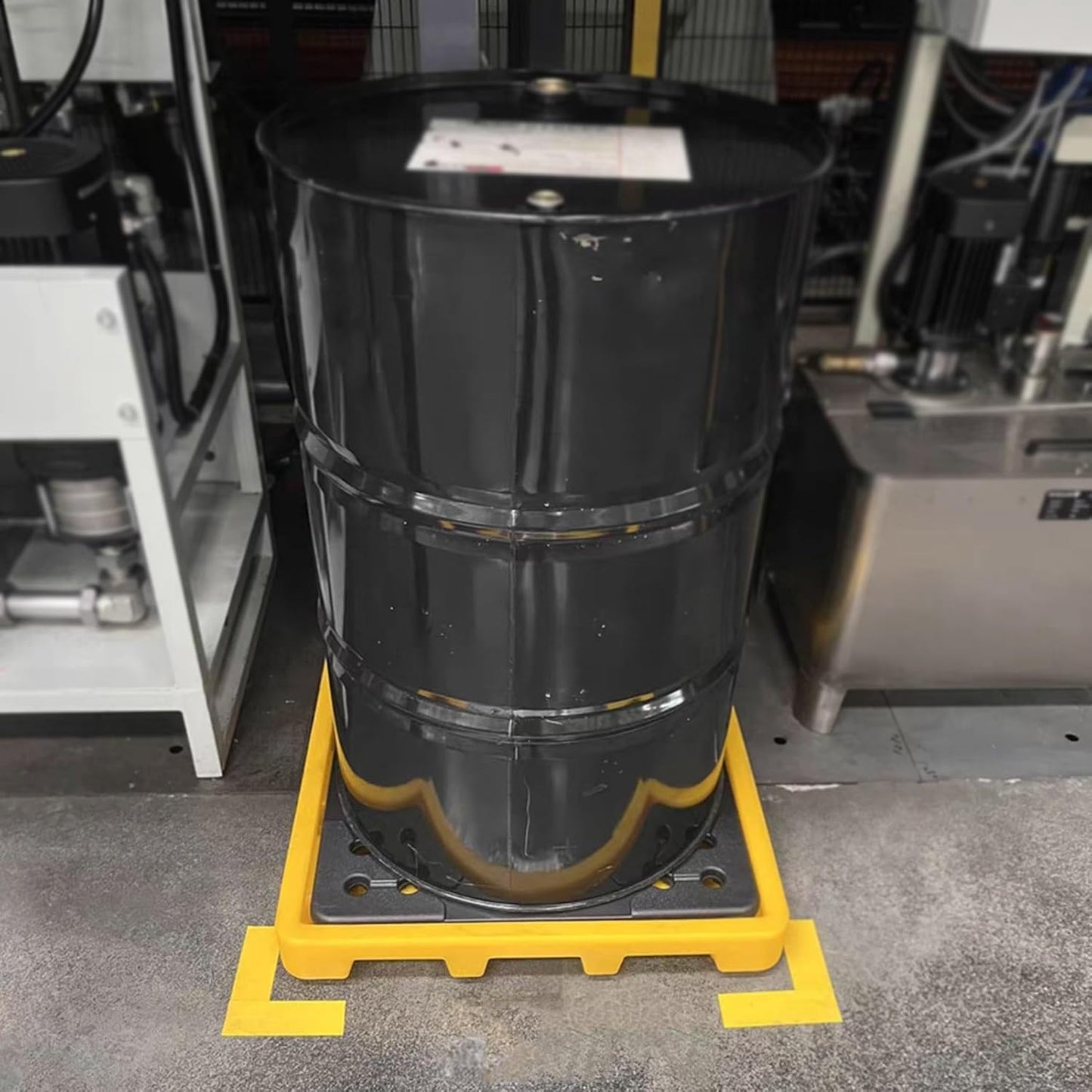 2 Drum Containment Spill Pallet, Polyethylene Low Profile Paint Bucket Tray, Industrial Garage Storage Detachable Shipping Leakproof Platform (Color : Yellow-5 Pack, Size : 26.4"x26.4"x3.9"