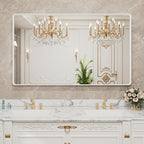 LOAAO 60x36 Inch White Metal Framed Bathroom Mirror - Image 8