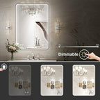LED Bathroom Mirror with Lights, 24x32 Inch Brushed Silver Framed Lighted - Image 3