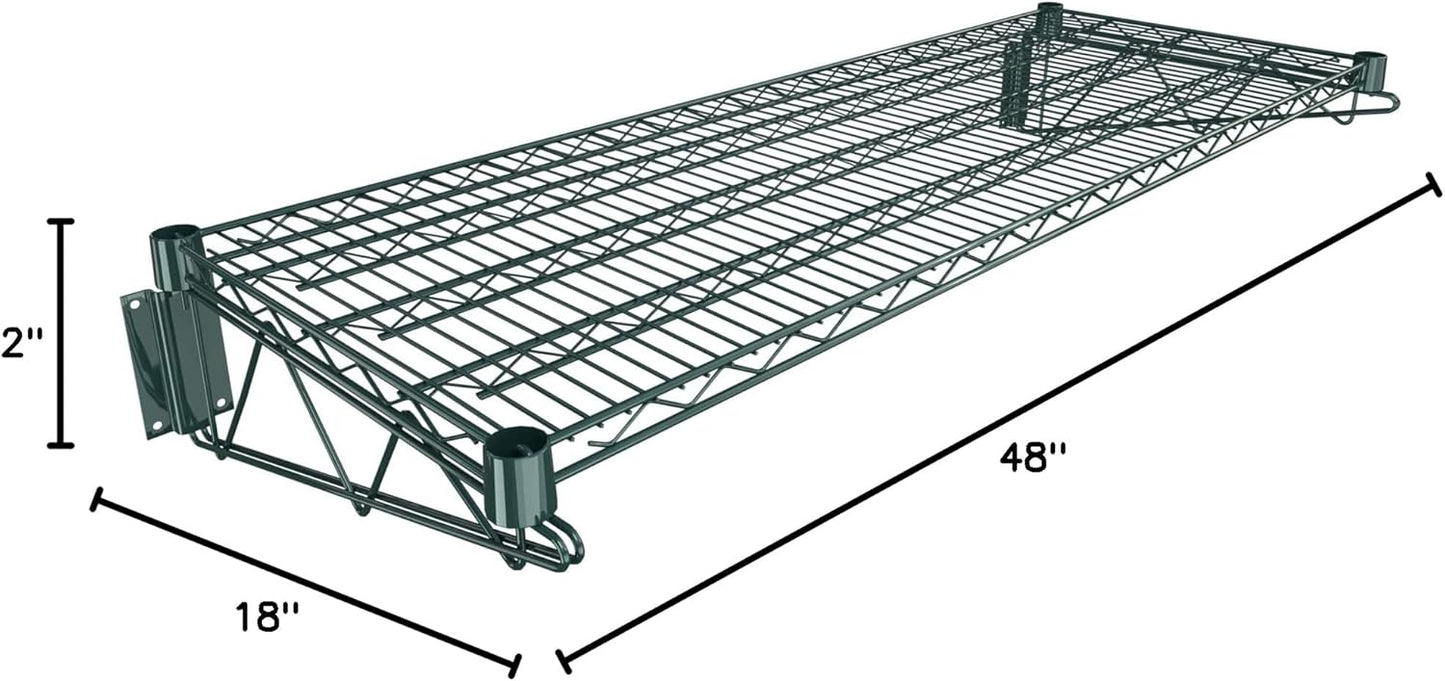 18" x 48" Green Epoxy Wire Wall Mount Shelf