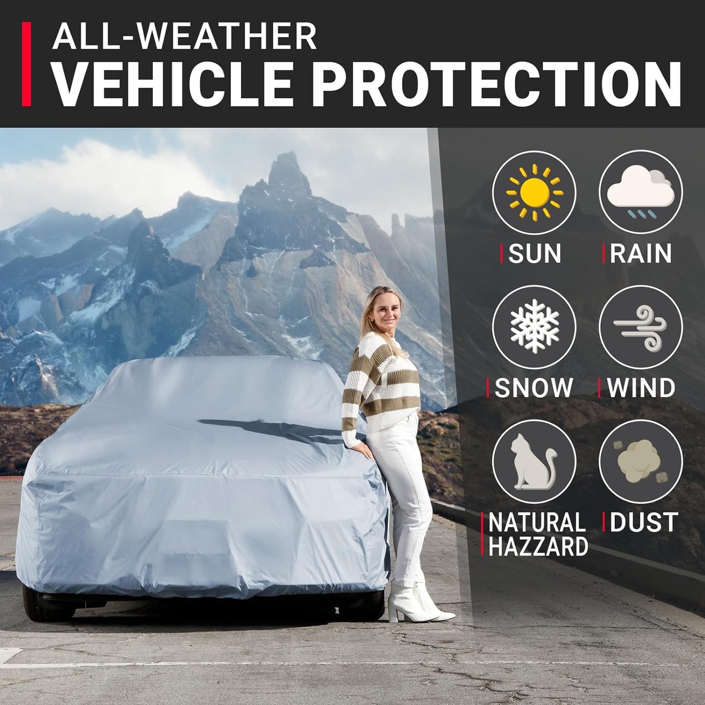 iCarCover Premium Car Cover for 1969-1973 Chevy Kingswood Heavy Duty Waterproof All-Weather Automobiles Custom Fit Indoor Outdoor UV Snow Protection Covers with Straps and Bag