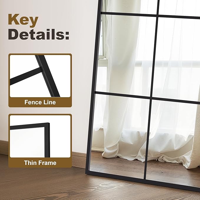 Window Mirrors for Wall Decor, Large Wall Mirrors Decorative Window Pane 30 x 70 - Image 3