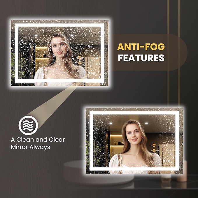 LOAAO 44"x30" LED Bathroom Mirror - Image 4