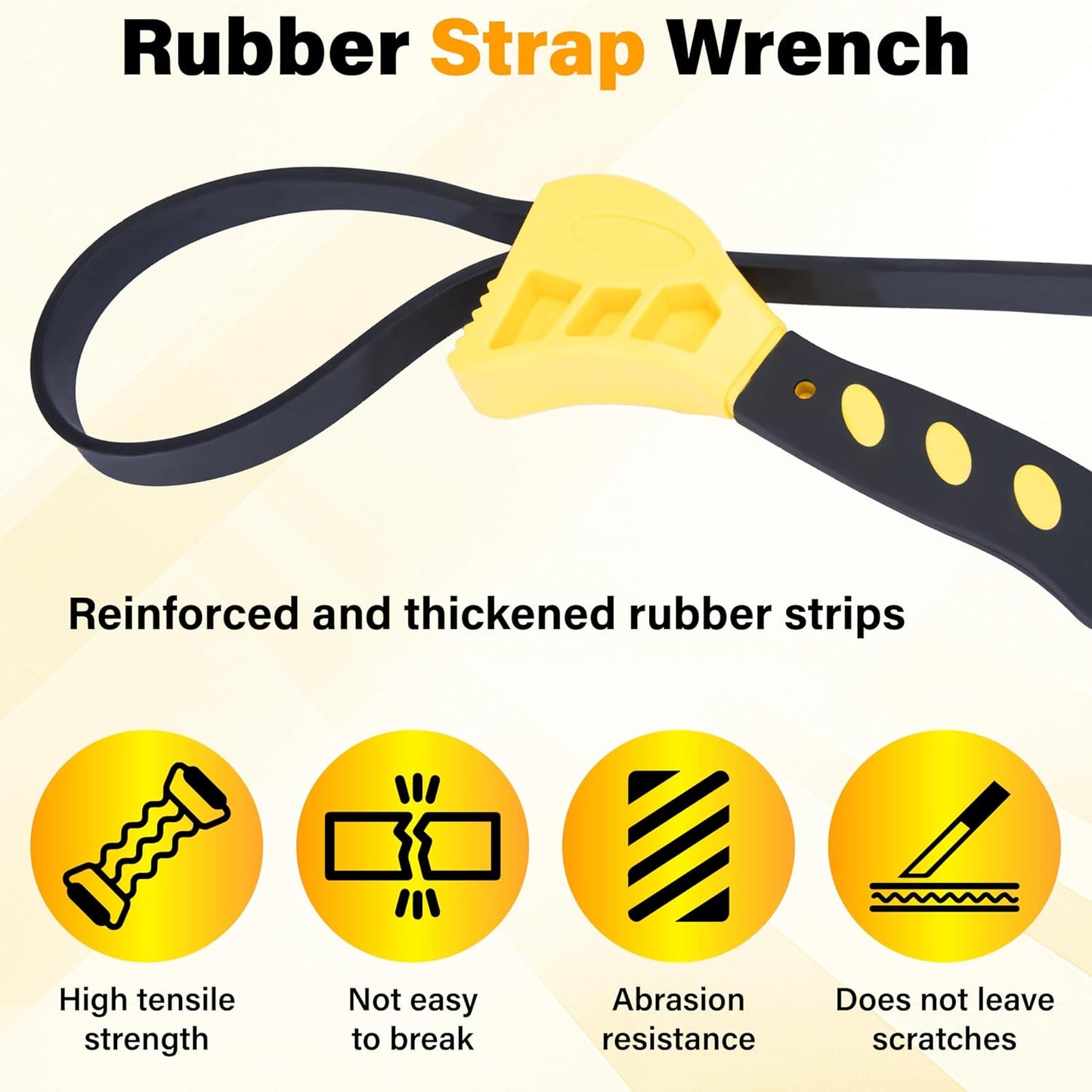 2 PCS Strap Wrench Plumbing, Rubber Strap Wrench, 24 Inch & 19.7 Inch Oil Filters Strap Wrenches, Water Filter Wrenches, Adjustable Rubber Jar Opener for Water Filters, Plumbing,Sink, Faucet (Yellow)