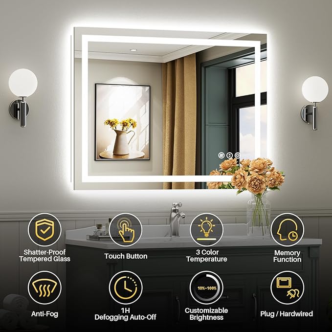 Briivue 44x32 Inch LED Bathroom Mirror - Image 2